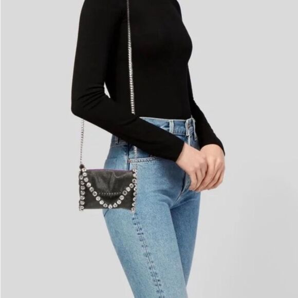 *Stella McCartney* Vegan Metallic Suede *Crstal-Studded* Mini Crossbody … - Picture 2 of 8